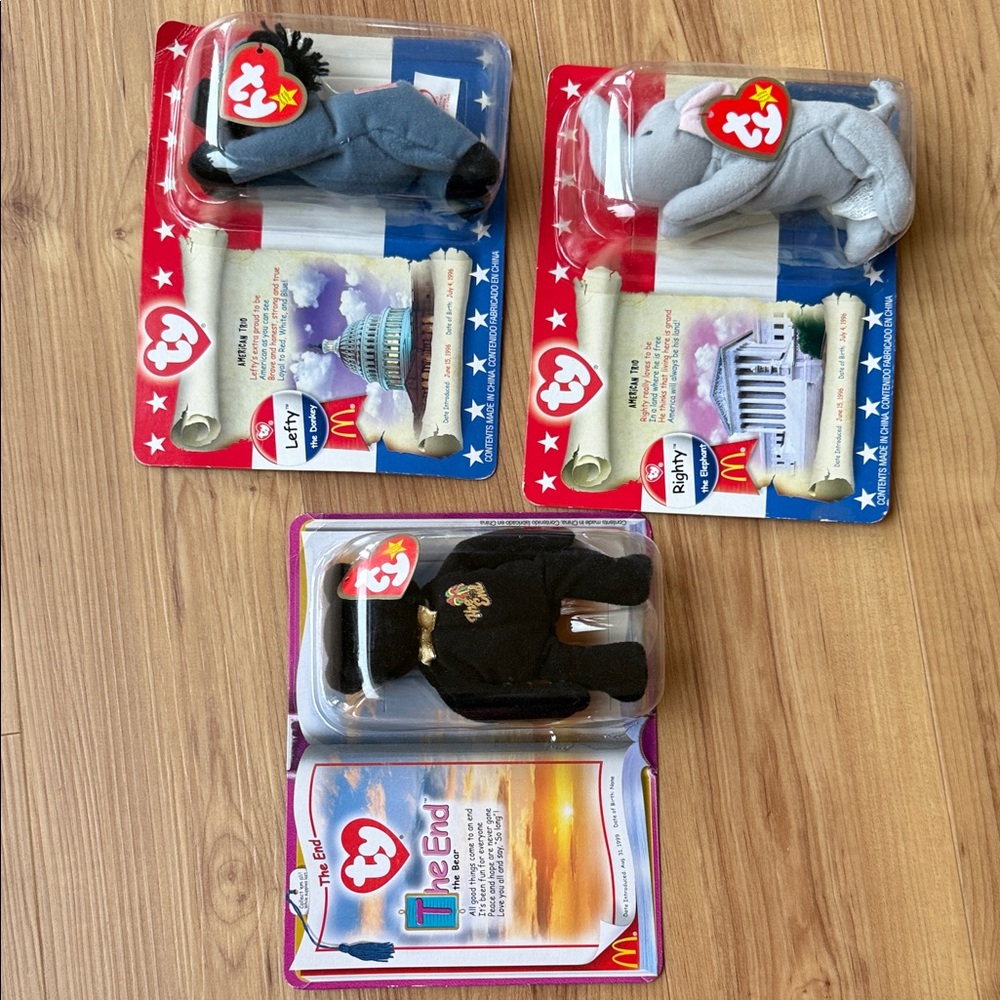 Ty McDonald’s Beanie Babies Trio - Gray, Light Gray, Black